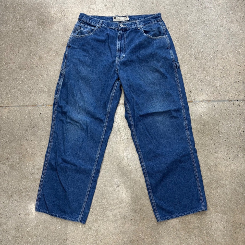Vintage American Eagle AE Supply Co Men's 34x34 Jeans Carpenter Jeans Blue Denim